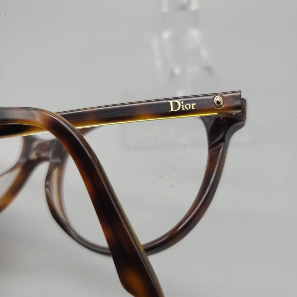 Christian Dior Montaigne 16 Eyeglasses Dark Havana Tortoise Gold Cat Eye Frames